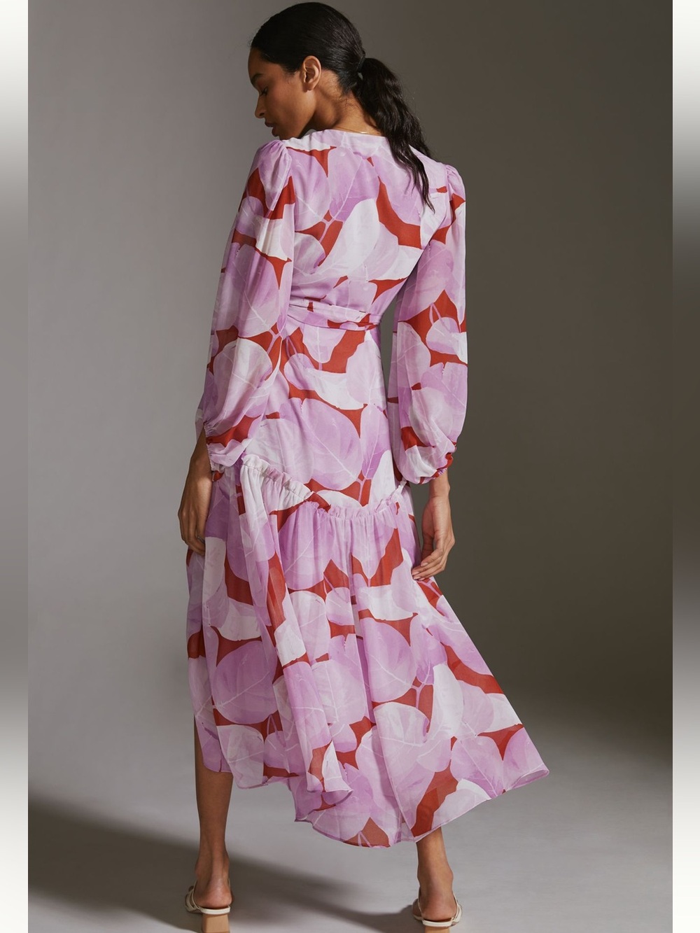 Anthropologie Hutch Geo FLORAL Wrap Maxi Dress Large - Picture 2 of 5